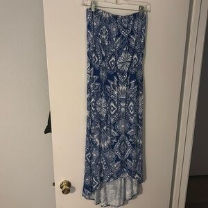 Blue & White Strapless Dress